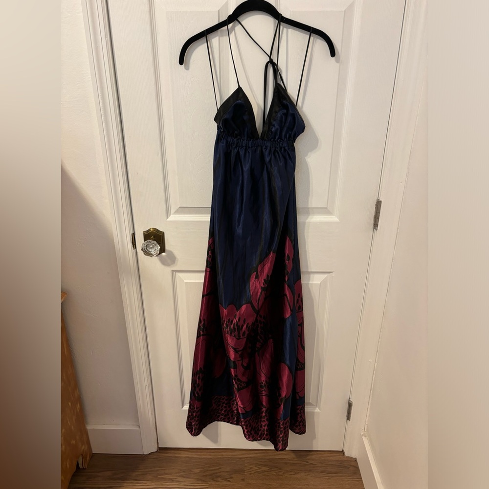 Floral halter silky dress